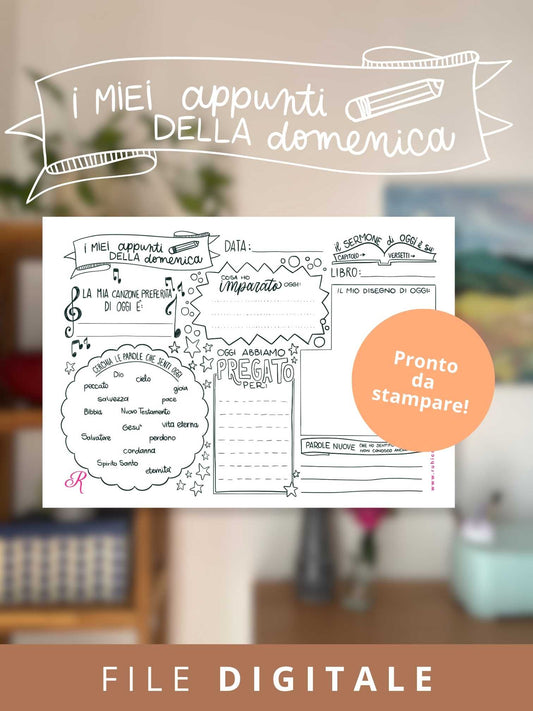 Attività bambini “I miei appunti della domenica” – Kit stampabile (PDF)