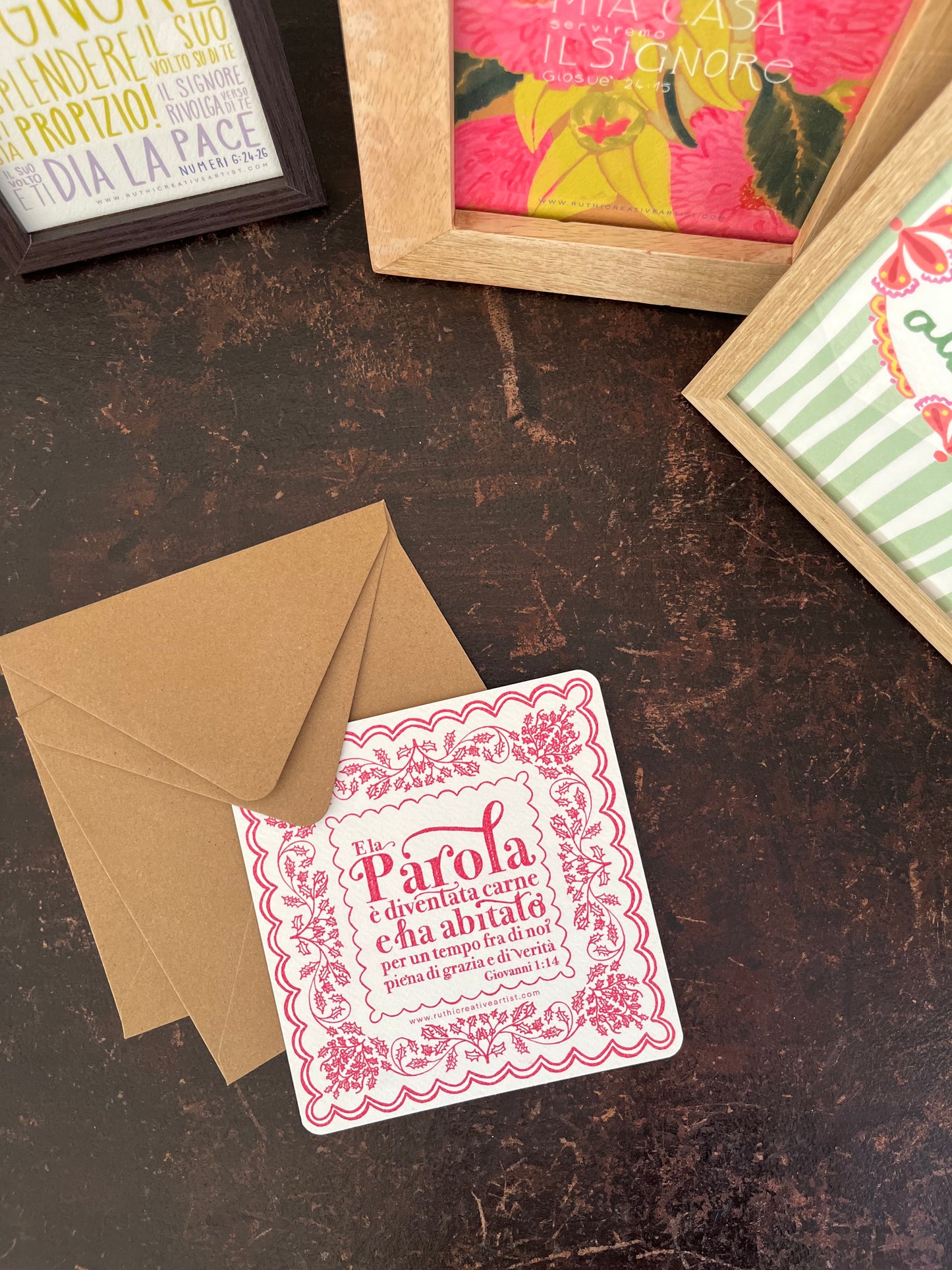 Biglietto Natale Giovanni 1:14 Rosso