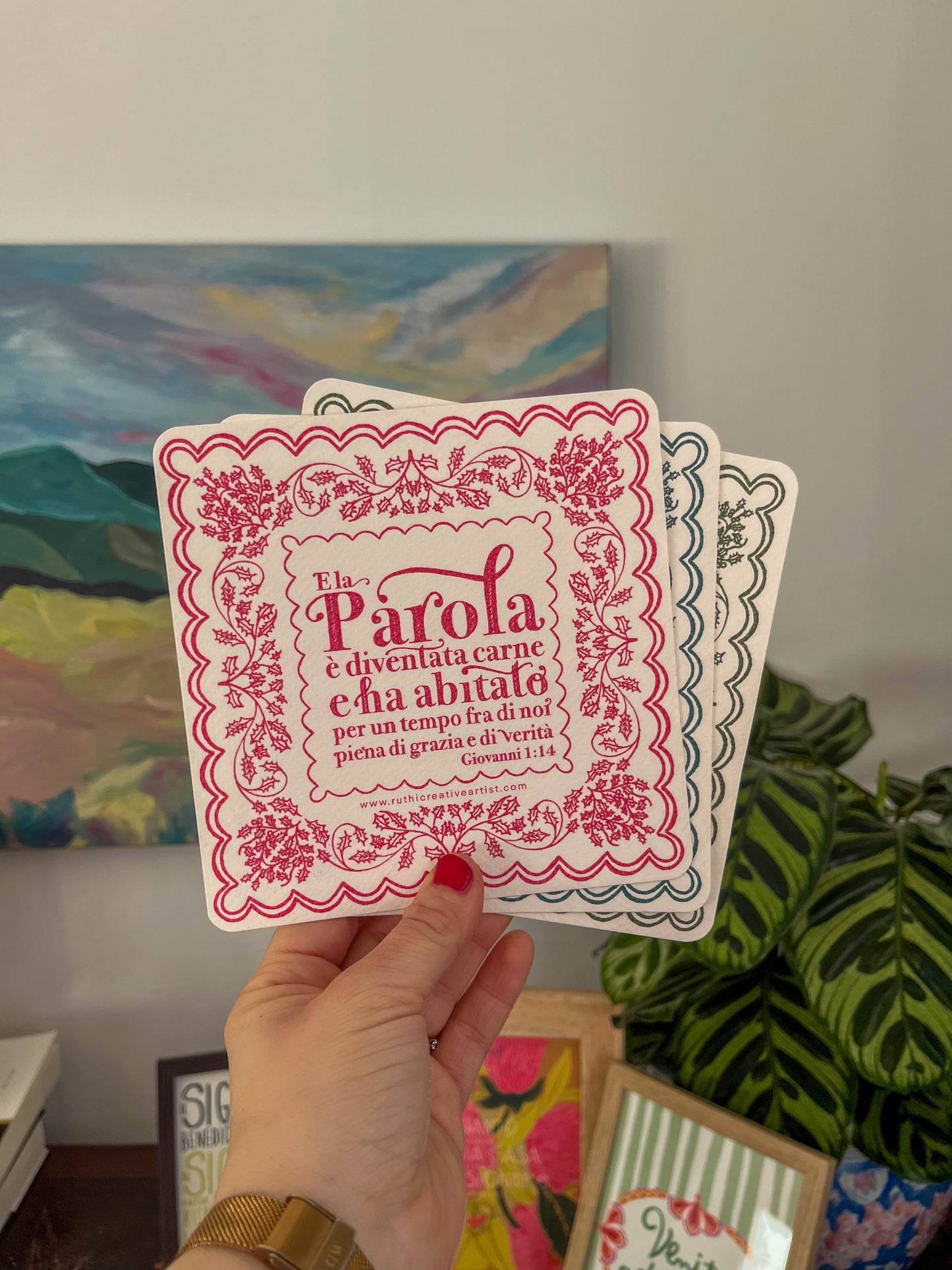 Biglietto Natale Giovanni 1:14 Rosso